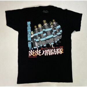 Fire Force Anime Graphic T-shirt Women Medium Black Short Sleeve